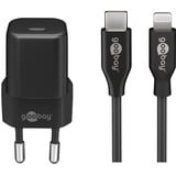 goobay Kit de carga Apple Lightning / USB-C PD 30 vatios, Cargador negro