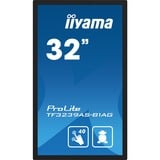 iiyama TF3239AS-B1AG pantalla para PC 80 cm (31.5") 1920 x 1080 Pixeles Full HD LED Pantalla táctil Negro, Pantalla de gran formato negro (mate), 80 cm (31.5"), 1920 x 1080 Pixeles, Full HD, LED, 8 ms, Negro