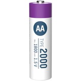 Ansmann Batería Li-Ion Mignon AA tipo 2.000 (mín. 1.800 mAh), paquete de 4 blanco/Violeta