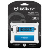 Kingston IronKey Keypad 200C USB-C de 128 GB 200C, FIPS 140-3 nivel 3 (pendiente) AES-256, Lápiz USB FIPS 140-3 nivel 3 (pendiente) AES-256, 128 GB, USB Tipo C, 3.2 Gen 1 (3.1 Gen 1), 280 MB/s, Funda, Azul
