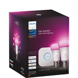 Philips Hue White & Color Ambiance Starter-Set: E27 lámpara inteligente A60 paquete doble, Lámpara LED 