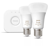 Philips Hue White & Color Ambiance Starter-Set: E27 lámpara inteligente A60 paquete doble, Lámpara LED 