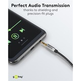 goobay Cable de conexión de audio Plus AUX 3,5mm estéreo negro/Plateado