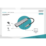 Digitus USB-C de 4 puertos, Hub USB plateado
