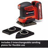 EINHELL Lijadora orbital de mano inalámbrica Power X-Change TE-OS 18/113 3X Li-Solo, 18 Voltios rojo/Negro