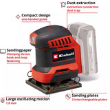 EINHELL TE-OS 18/113 3X Li-Solo, 4460730, Lijadora orbital rojo/Negro