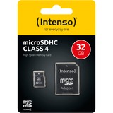 Intenso 3403480 memoria flash 32 GB MicroSDHC Clase 4, Tarjeta de memoria 32 GB, MicroSDHC, Clase 4, 20 MB/s, 5 MB/s, Resistente a golpes, Resistente a la temperatura, A prueba de rayos X