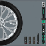 Wera Juego de cambio de ruedas Click-Torque Lock C 3 KFZ 1, 6 piezas, Llave de torsión 