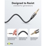 goobay Cable de conexión de audio Plus AUX 3,5mm estéreo negro/Plateado
