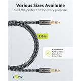 goobay Cable de conexión de audio Plus AUX 3,5mm estéreo negro/Plateado