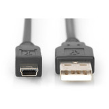 Digitus Cable USB 2.0, conector USB-A > conector mini USB negro