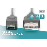 Digitus Cable USB 2.0, conector USB-A > conector mini USB negro