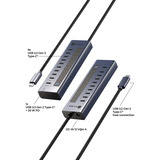 ICY BOX IB-HUB1450-C31 10000 Mbit/s Antracita, Hub USB antracita, USB 3.2 Gen 2 (3.1 Gen 2) Type-C, 10000 Mbit/s, Antracita, Aluminio, 20 W, Cable redondo