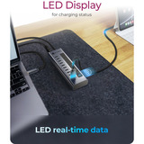 ICY BOX IB-HUB1450-C31 10000 Mbit/s Antracita, Hub USB antracita, USB 3.2 Gen 2 (3.1 Gen 2) Type-C, 10000 Mbit/s, Antracita, Aluminio, 20 W, Cable redondo