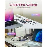 ICY BOX IB-HUB1450-C31 10000 Mbit/s Antracita, Hub USB antracita, USB 3.2 Gen 2 (3.1 Gen 2) Type-C, 10000 Mbit/s, Antracita, Aluminio, 20 W, Cable redondo