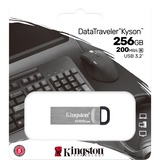 Kingston DataTraveler Unidad Flash USB Kyson de 256 GB, Lápiz USB plateado, 256 GB, USB tipo A, 3.2 Gen 1 (3.1 Gen 1), 200 MB/s, Sin tapa, Plata