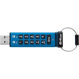 Kingston IronKey Keypad 200 de 64 GB, FIPS 140-3 nivel 3 (pendiente) cifrado AES-256, Lápiz USB FIPS 140-3 nivel 3 (pendiente) cifrado AES-256, 64 GB, USB tipo A, 3.2 Gen 1 (3.1 Gen 1), 145 MB/s, Funda, Azul