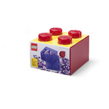 Room Copenhagen LEGO Storage Brick 4 Top Lid Glitter, Caja de depósito rojo/Transparente