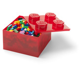 Room Copenhagen LEGO Storage Brick 4 Top Lid Glitter, Caja de depósito rojo/Transparente