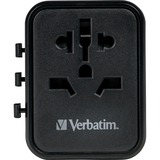 Verbatim 49544 adaptador de enchufe eléctrico Universal Negro, Enchufe del recorrido negro, Universal, Universal, Tipo A, Tipo B, Tipo C (Europlug), Tipo E (FR), Tipo F, Tipo G (RU), Tipo I (AU), Tipo J (CH),..., Tipo A, Tipo B, Tipo C, Tipo D (RU), Tipo E (FR), Tipo F, Tipo G (RU), Tipo H (IL), Tipo I (AU),..., 100 - 250 V, 50 - 60 Hz