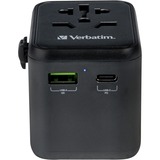 Verbatim 49544 adaptador de enchufe eléctrico Universal Negro, Enchufe del recorrido negro, Universal, Universal, Tipo A, Tipo B, Tipo C (Europlug), Tipo E (FR), Tipo F, Tipo G (RU), Tipo I (AU), Tipo J (CH),..., Tipo A, Tipo B, Tipo C, Tipo D (RU), Tipo E (FR), Tipo F, Tipo G (RU), Tipo H (IL), Tipo I (AU),..., 100 - 250 V, 50 - 60 Hz
