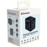 Verbatim 49544 adaptador de enchufe eléctrico Universal Negro, Enchufe del recorrido negro, Universal, Universal, Tipo A, Tipo B, Tipo C (Europlug), Tipo E (FR), Tipo F, Tipo G (RU), Tipo I (AU), Tipo J (CH),..., Tipo A, Tipo B, Tipo C, Tipo D (RU), Tipo E (FR), Tipo F, Tipo G (RU), Tipo H (IL), Tipo I (AU),..., 100 - 250 V, 50 - 60 Hz