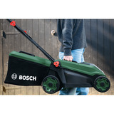 Bosch Cortacésped a batería Rotak18V-34, 18 voltios + kit de inicio + enchufe de mulching verde/Negro