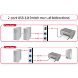 DeLOCK Conmutador USB 3.0 de 2 puertos gris/Negro