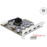 DeLOCK Tarjeta PCI-E x4 a 4 x USB-A 10 Gbps Doble Canal, Tarjeta de interfaz 