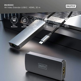 Digitus Extensor de video 4K USB-C > HDMI, 30 metros, Alargador de HDMI negro