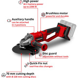 EINHELL Amoladora angular profesional a batería AXXIO 36/230 Q, 36Volt (2x18V) rojo/Negro