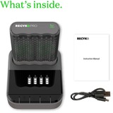 GP Batteries Cargador de batería USB RECYKO PRO P461, 4 ranuras de carga, incl. estación de acoplamiento D461 gris