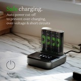 GP Batteries Cargador de batería USB RECYKO PRO P461, 4 ranuras de carga, incl. estación de acoplamiento D461 gris