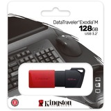 Kingston DataTraveler 128GB USB3.2 Gen1 Exodia M (Negro + Rojo), Lápiz USB rojo/Negro, 128 GB, USB tipo A, 3.2 Gen 1 (3.1 Gen 1), Deslizar, 10 g, Negro, Rojo