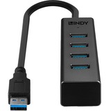 Lindy 43324 hub de interfaz USB 3.2 Gen 1 (3.1 Gen 1) Type-A 5000 Mbit/s Negro, Hub USB USB 3.2 Gen 1 (3.1 Gen 1) Type-A, USB 3.2 Gen 1 (3.1 Gen 1) Type-A, 5000 Mbit/s, Negro, Aluminio, Plástico, 0,3 m