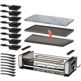 Unold 48760 parrilla de interior 8 personas(s) 1200 W Negro, Acero inoxidable, Raclette negro/Acero fino, 8 personas(s), Plástico, Acero inoxidable, 1 zona(s), Negro, Acero inoxidable, Rectangular, Temperatura