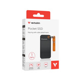 Verbatim Pocket SSD 1 TB USB Tipo C 3.2 Gen 2 (3.1 Gen 2) Negro, Naranja, Unidad de estado sólido negro/Naranja, 1 TB, USB Tipo C, 3.2 Gen 2 (3.1 Gen 2), 1000 MB/s, 10 Gbit/s, Negro, Naranja