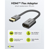 goobay Adaptador flexible HDMI de ultra alta velocidad, Cable negro/Dorado
