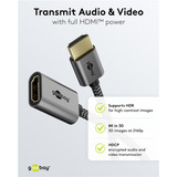 goobay Adaptador flexible HDMI de ultra alta velocidad, Cable negro/Dorado