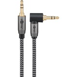 goobay Cable de conexión de audio Plus AUX 3,5mm estéreo, 90° negro/Plateado