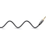 goobay Cable de conexión de audio Plus AUX 3,5mm estéreo, 90° negro/Plateado