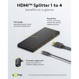goobay Divisor HDMI 1 a 4 (4K @ 60Hz), Splitter HDMI negro