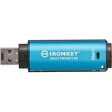 Kingston IronKey 256GB Vault Privacy 50 cifrado AES-256, FIPS 197, Lápiz USB celeste/Negro, FIPS 197, 256 GB, USB tipo A, 3.2 Gen 1 (3.1 Gen 1), 230 MB/s, Tapa, Negro, Azul