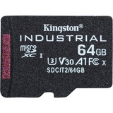 Kingston Tarjeta 64GB microSDXC Industrial C10 A1 pSLC paquete individual sin adaptador, Tarjeta de memoria negro, 64 GB, MicroSDXC, Clase 10, UHS-I, 100 MB/s, 80 MB/s