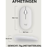 Logitech 910-007013 ratón Viajes Ambidextro RF Wireless + Bluetooth Óptico 4000 DPI blanco, Ambidextro, Óptico, RF Wireless + Bluetooth, 4000 DPI, Blanco