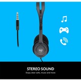 Logitech H111 Auriculares Alámbrico Diadema Oficina/Centro de llamadas Negro, Auriculares con micrófono gris, Alámbrico, Oficina/Centro de llamadas, 20 - 20000 Hz, 74 g, Auriculares, Negro