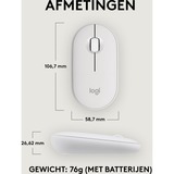 Logitech Pebble 2 M350s ratón Viajes Ambidextro RF Wireless + Bluetooth Óptico 4000 DPI blanco, Ambidextro, Óptico, RF Wireless + Bluetooth, 4000 DPI, Blanco