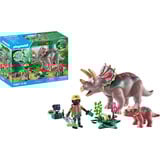 PLAYMOBIL Dinos Triceratops con cría, Juegos de construcción 