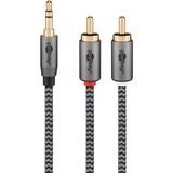 goobay Cable adaptador de audio Plus AUX 3,5mm jack > conector estéreo Cinch negro/Plateado
