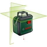 Bosch Advanced Level 360 Nivel de línea 24 m 500-540 nm (< 10mW), Láser de líneas cruzadas verde/Negro, 24 m, 0,4 mm/m, 4°, 4 s, Horizontal/Vertical, Verde